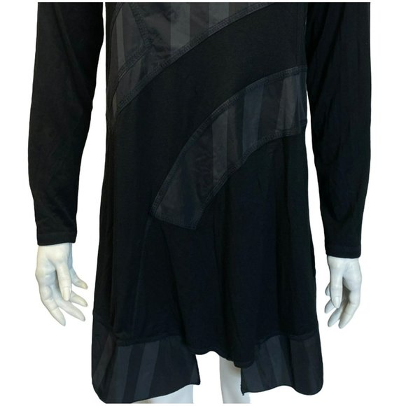 Sun Kim Black Lagenlook Artsy Asymmetrical Tunic Dress Size Small Top Blouse - Picture 3 of 8